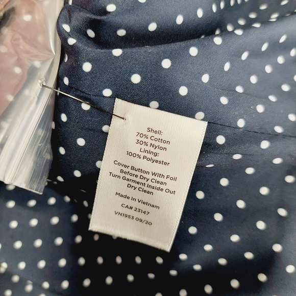 New Talbots Navy Cotton/ Nylon One Button Blazer P6972 - Picture 8 of 9